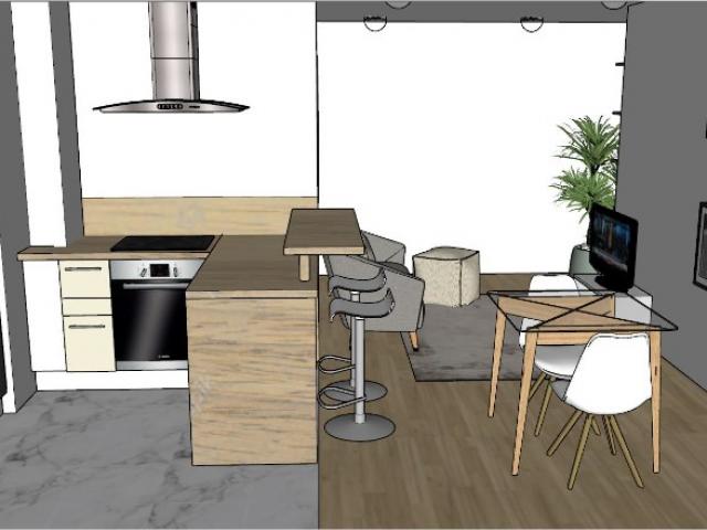 Salon scandinave et moderne pour colocation dans appartement à Marseille